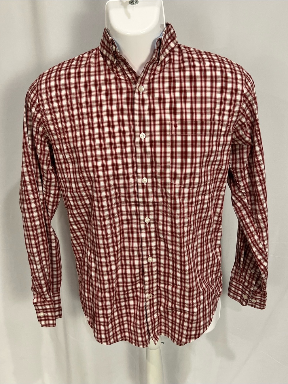 Izod Red and White Plaid Button-Down Shirt